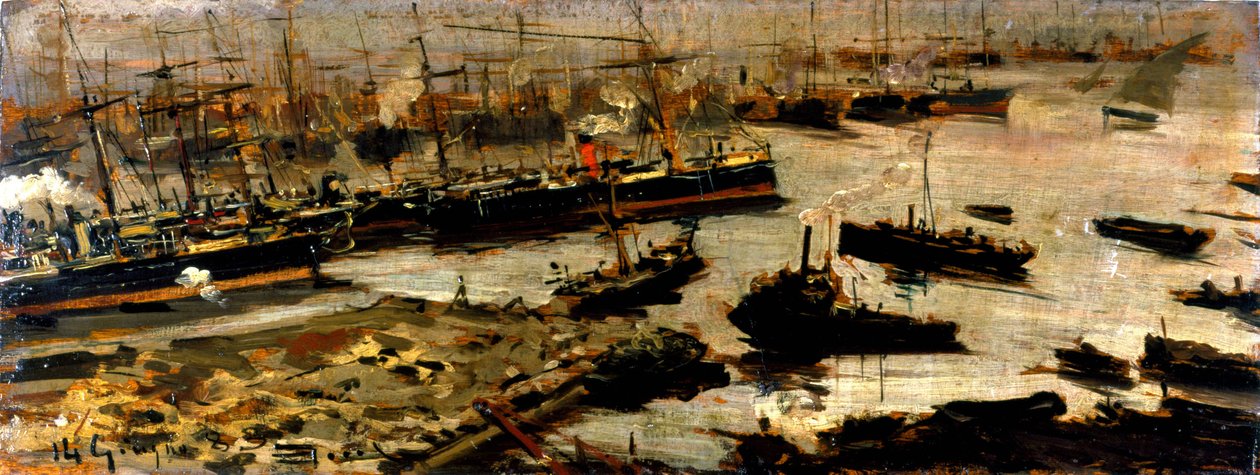 Port of Genova, maleri av Mariani av Pompeo Mariani