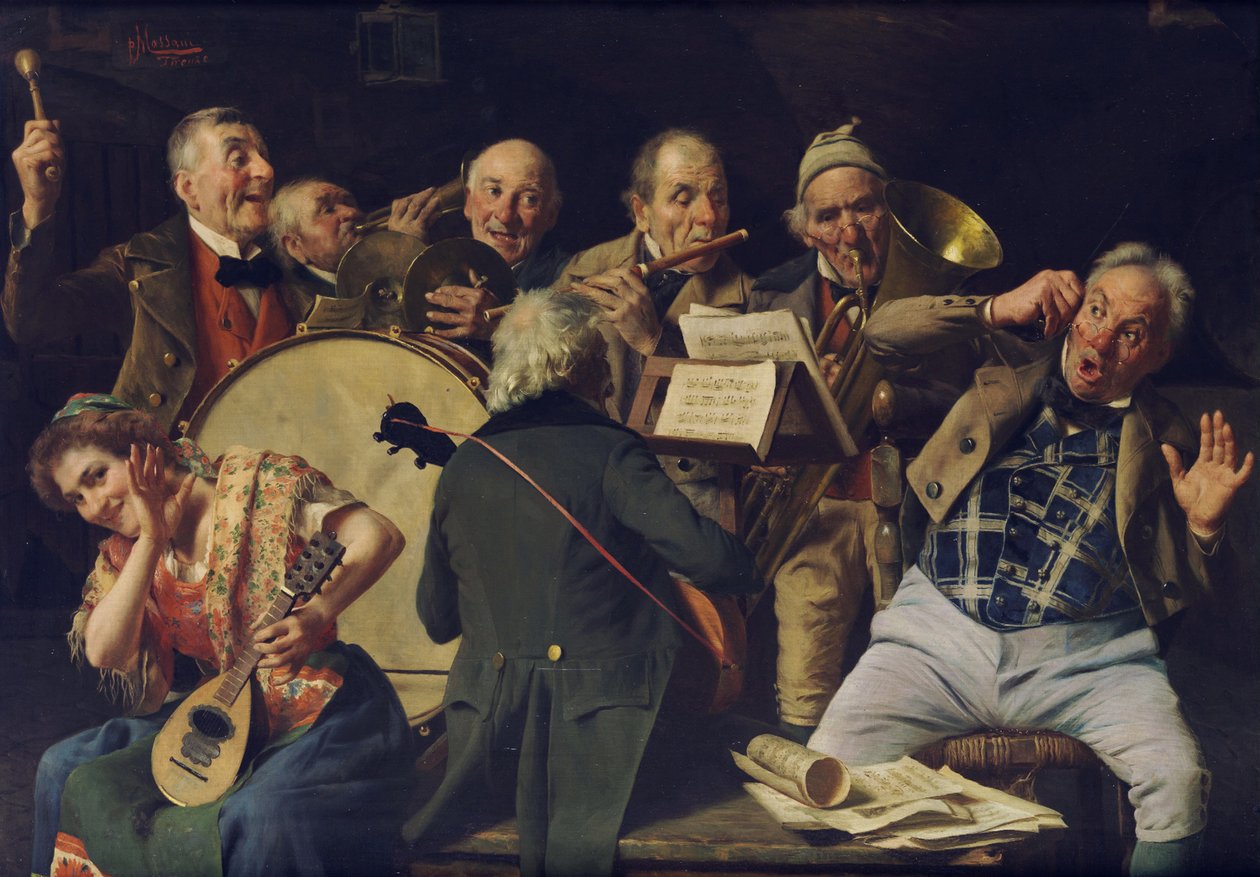 En orkesterprøve, ca. 1920 av Pompeo Massani