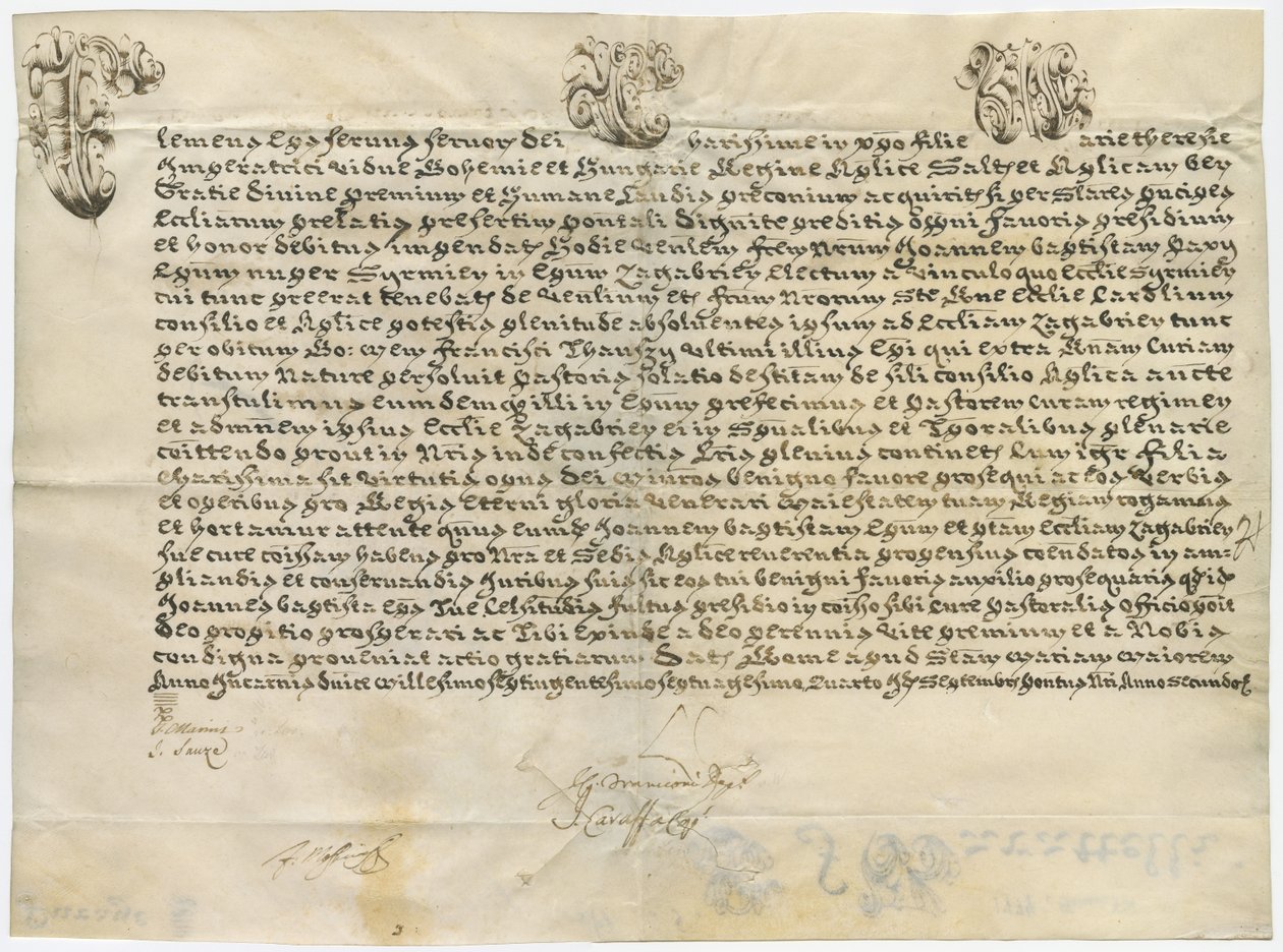Apostolisk brev fra pave Clemens XIV til keiserinne Maria Theresa, september 1774 av Pope Clement XIV