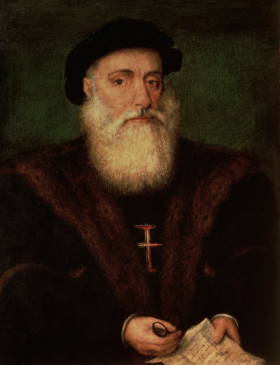 Portrett antas å være av Vasco da Gama (1469-1524) ca. 1524 av Portuguese School