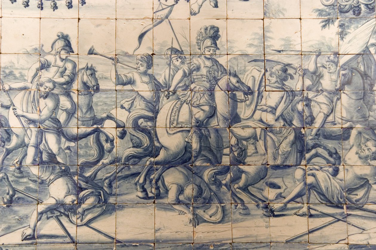 Alexander (356-323 f.Kr.) kjempet mot perserne, ca. 1745 (keramikk) (se også 237499) av Portuguese School