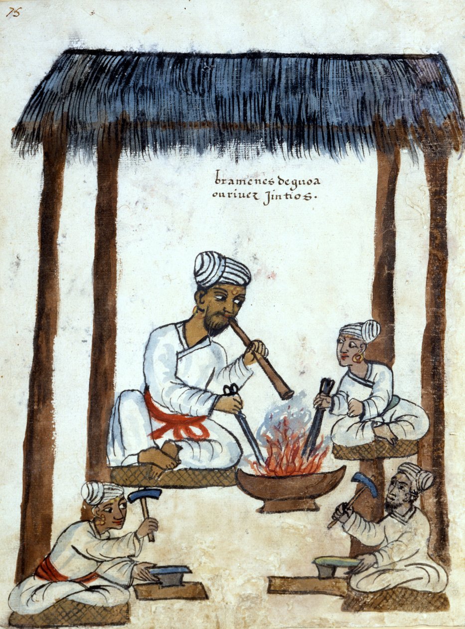 Brahman-smeder (hinduistisk religion). Portugisisk manuskript fra 1500-tallet. Roma Bibl. casanatense av Portuguese School
