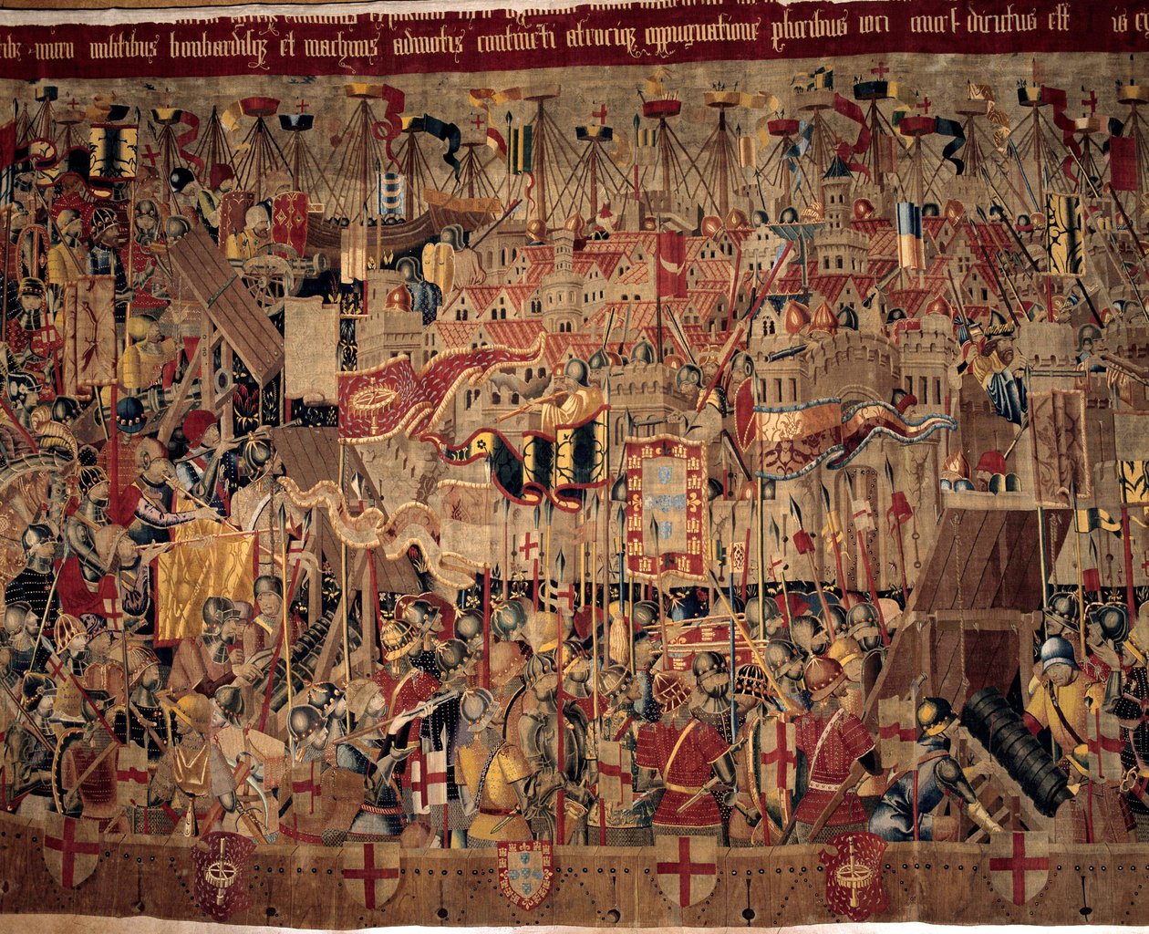 Erobringen av Afrika: "" Erobringen av Asilah (Arzila) i Marokko i 1471 av den portugisiske flåten""" Fragment av et billedvev fra den portugisiske skolen fra 1500-tallet. Lisboa, Nasjonalmuseet for antikk kunst av Portuguese School