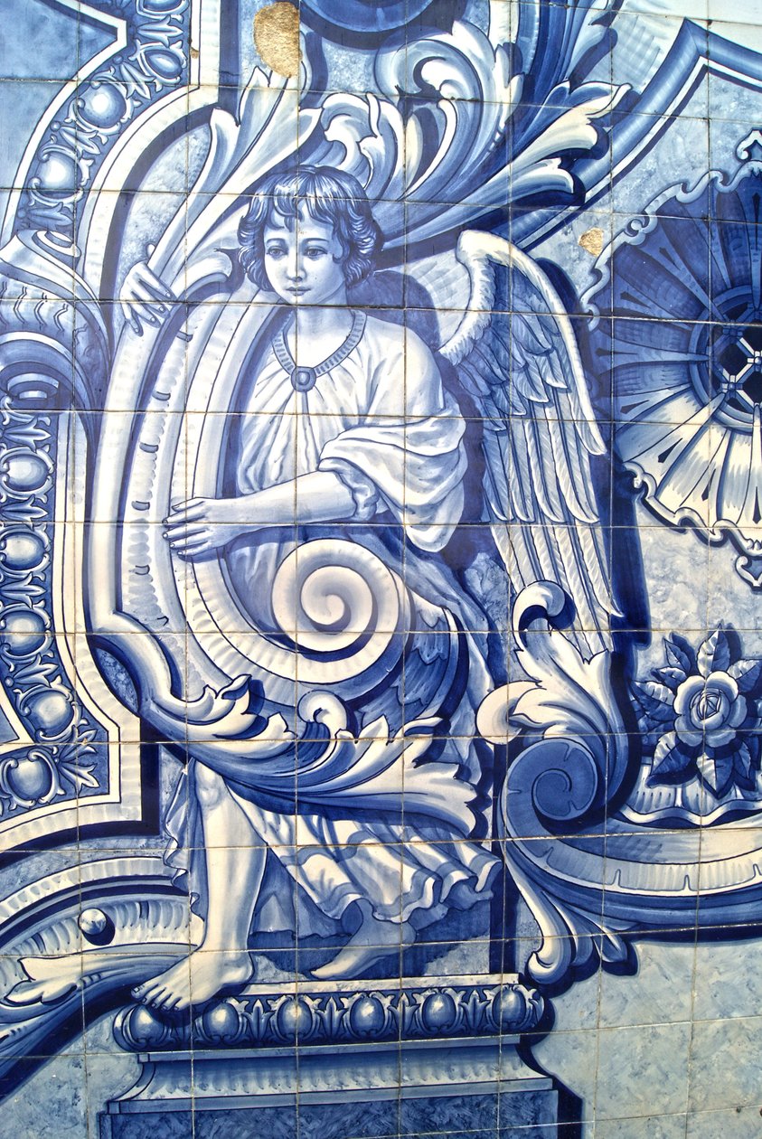 Dekorativt panel som viser en engel, Lamego, Portugal. 1738 (keramiske fliser) av Portuguese School
