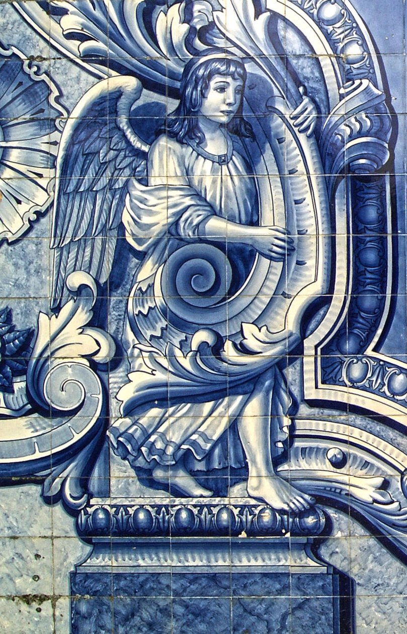 Dekorativt panel som viser en engel, Lamego, Portugal. 1738 (keramiske fliser) av Portuguese School