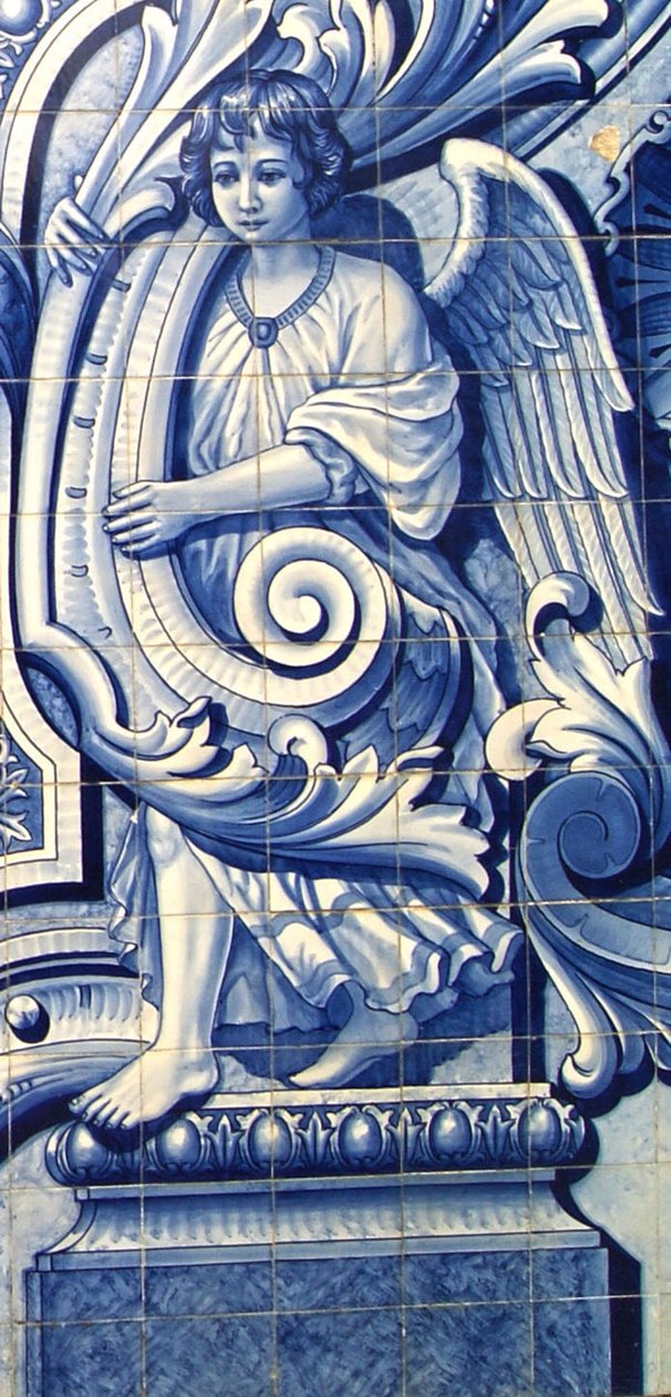 Dekorativt panel som viser en engel, Lamego, Portugal. 1738 (keramiske fliser) av Portuguese School