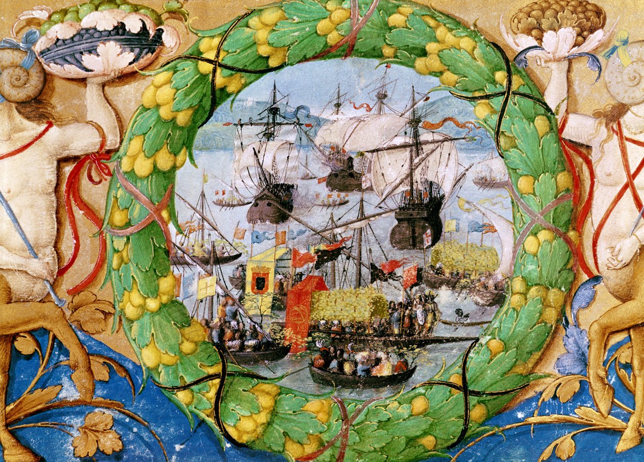 Festival of the Portuguese Fleet, illustrasjon fra Lettura Nova av Alem Douro, 1513 av Portuguese School