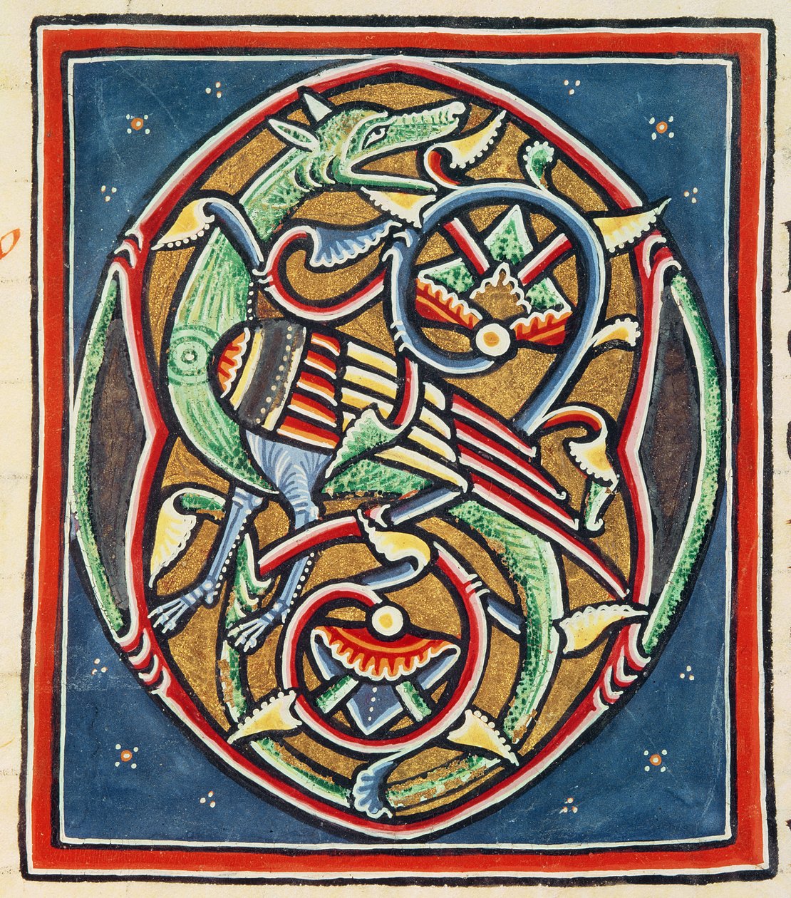 Ms 3089 fol.35r Inhabited Initial O, tolvte eller trettende århundre av Portuguese School