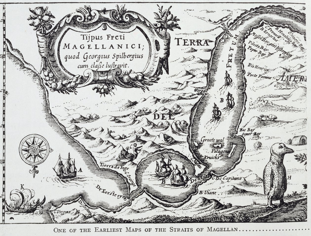 Et av de tidligste kartene over Magellanstredet, fra 