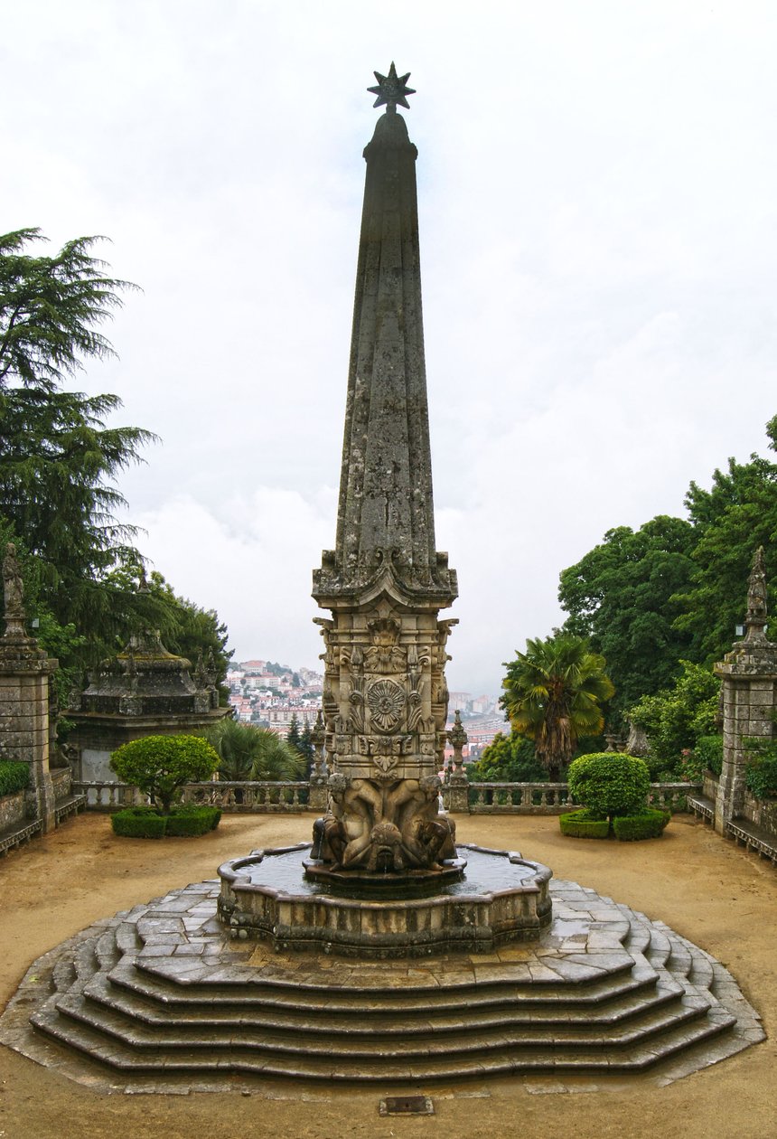 Helligdommen til Nossa Senhora dos Remedios obelisk, Lamego, Portugal. 1738 (granitt) av Portuguese School