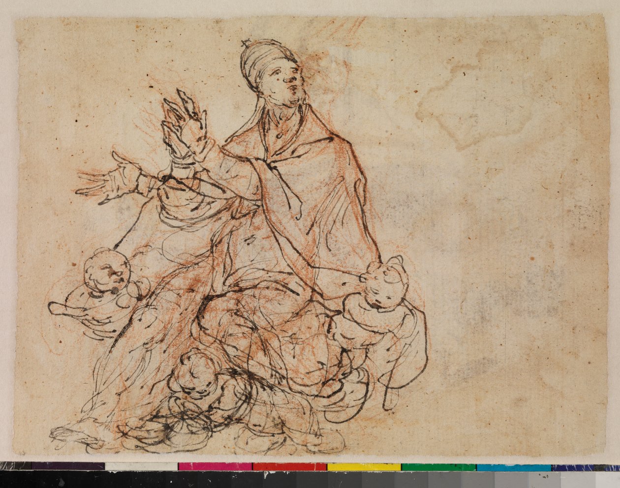 Studie for apoteosen til en biskopshelgen, verso, 1675-99 av Portuguese School