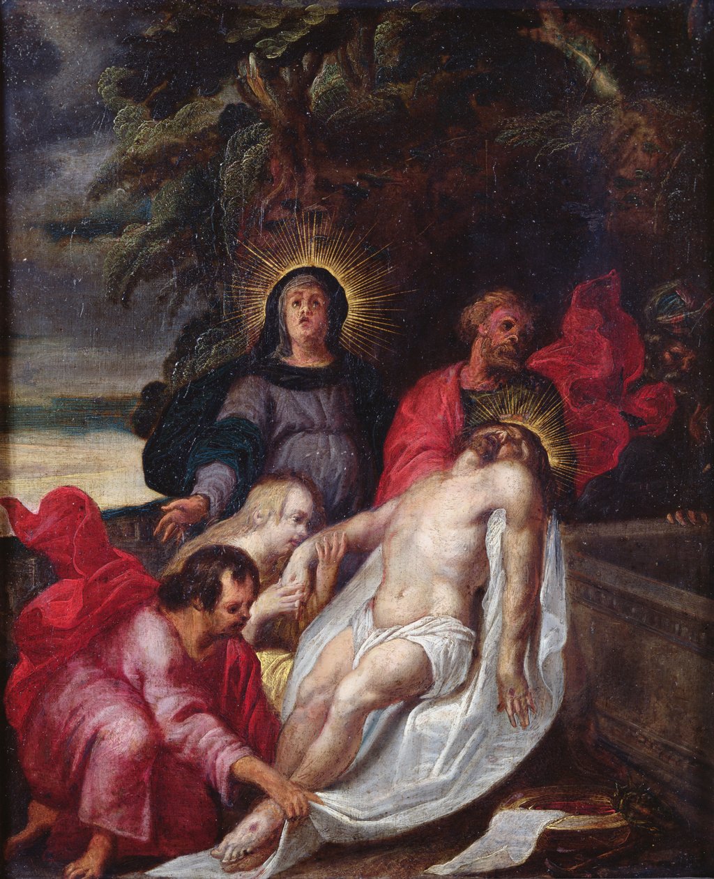 The Entombment of Christ, 1699 (olje på kobber) av Portuguese School
