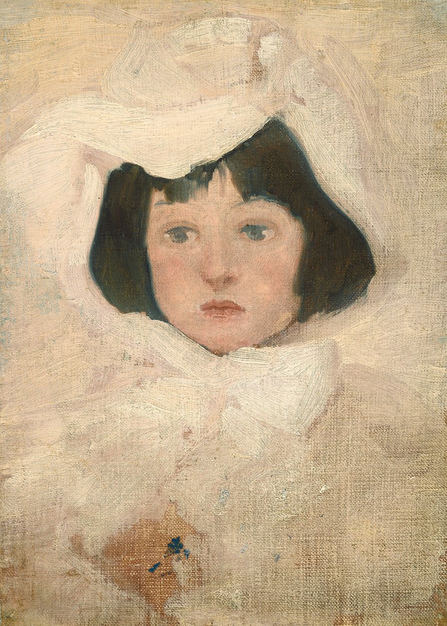 Liten jente i hvitt av Possibly American or British 19th Century