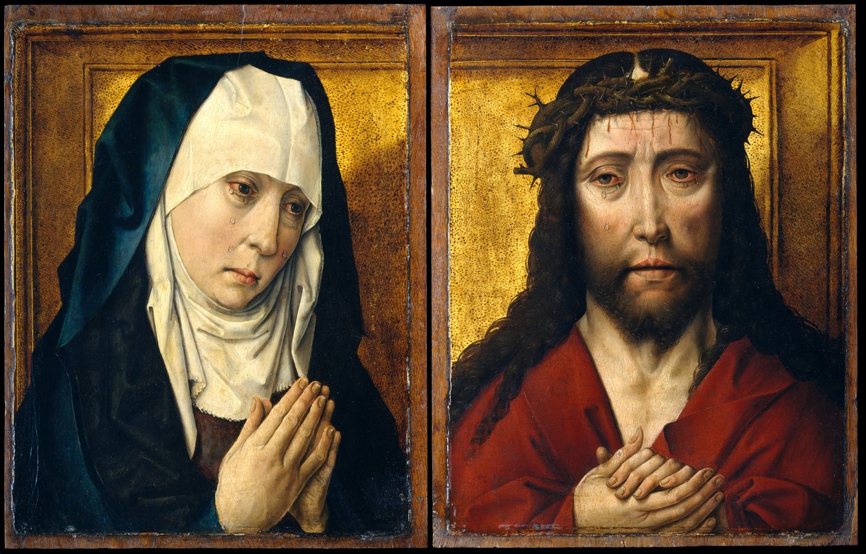 Den sørgende jomfru, sorgens mann. av Posthumous Workshop Copy after Dieric Bouts
