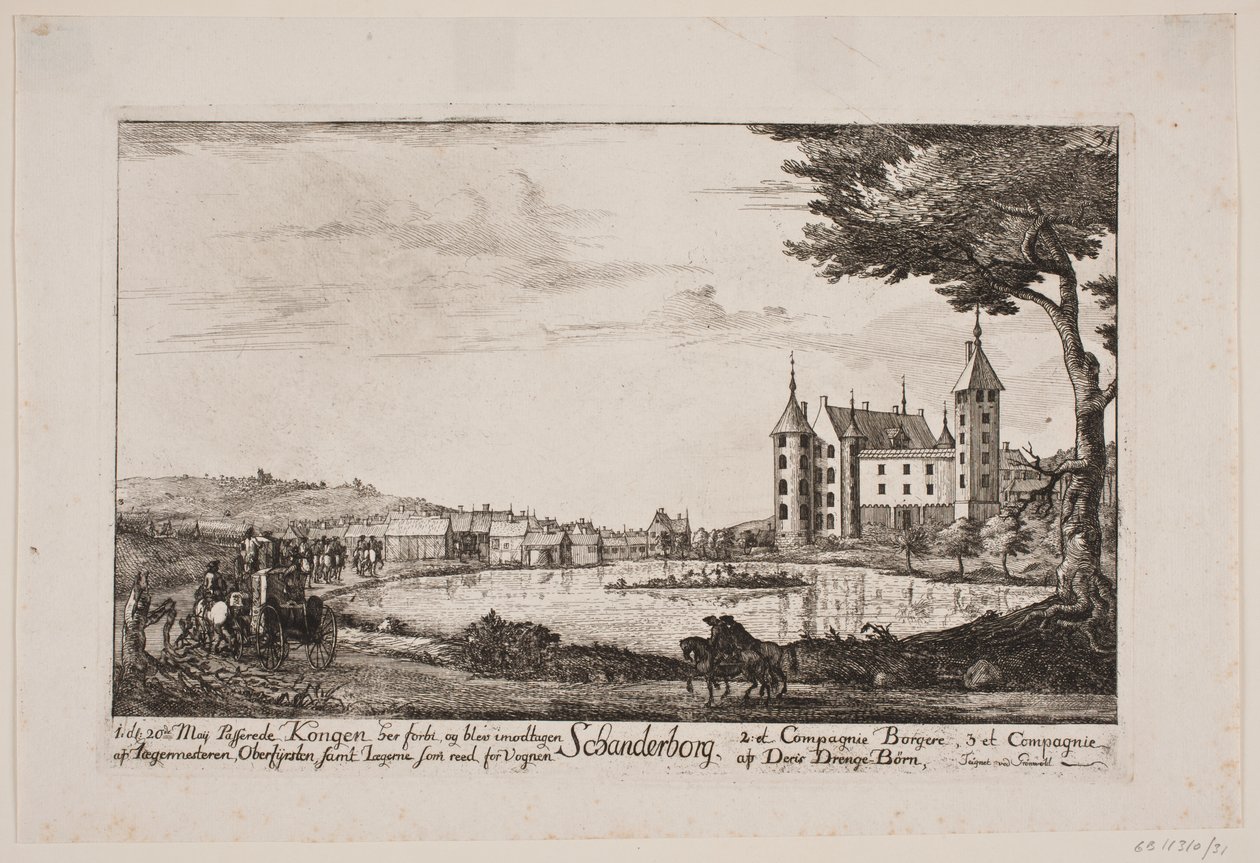 Frederik Vs ankomst til Skanderborg slott av Poul Isac Grønvold