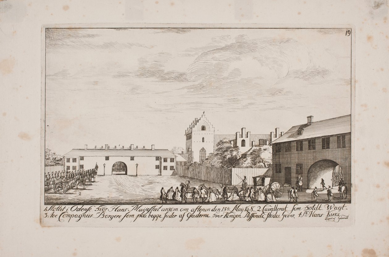 Frederik Vs ankomst til Odense slott av Poul Isac Grønvold