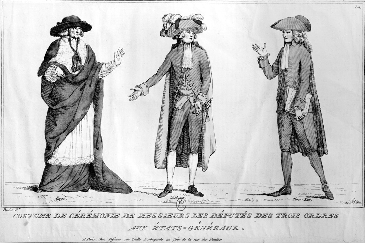 Seremonielle kostymer til deputatene i Trois Ordres aux Etats-Generaux, 4. mai 1789 av Poulet