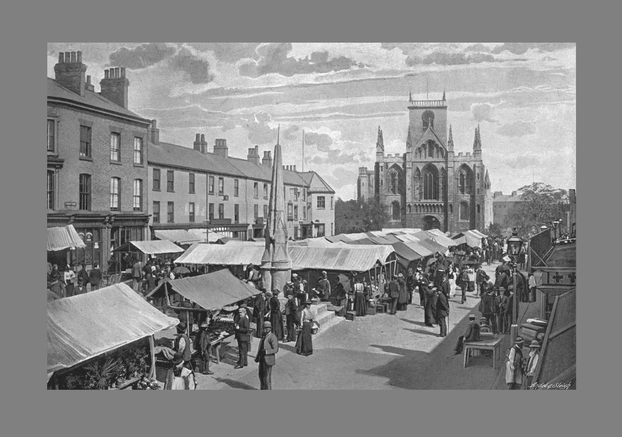 Market Place, Selby, c1900 av Poulton and Co