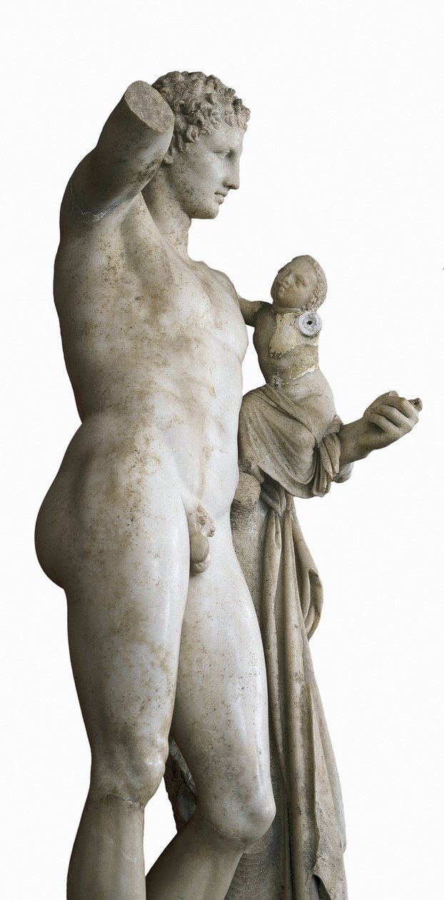 Hermes bærer barnet Dionysos, ca. 330 f.Kr. (marmor) av Praxiteles