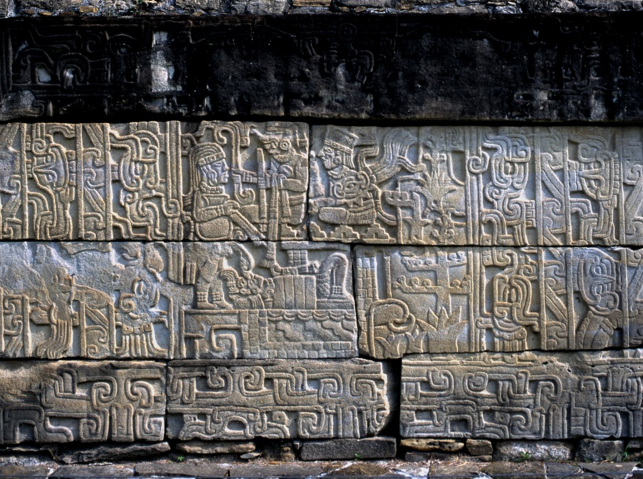 Center relied, Totonac, fra nordveggen, South Ball Court, Late Classic periode av Pre Columbian