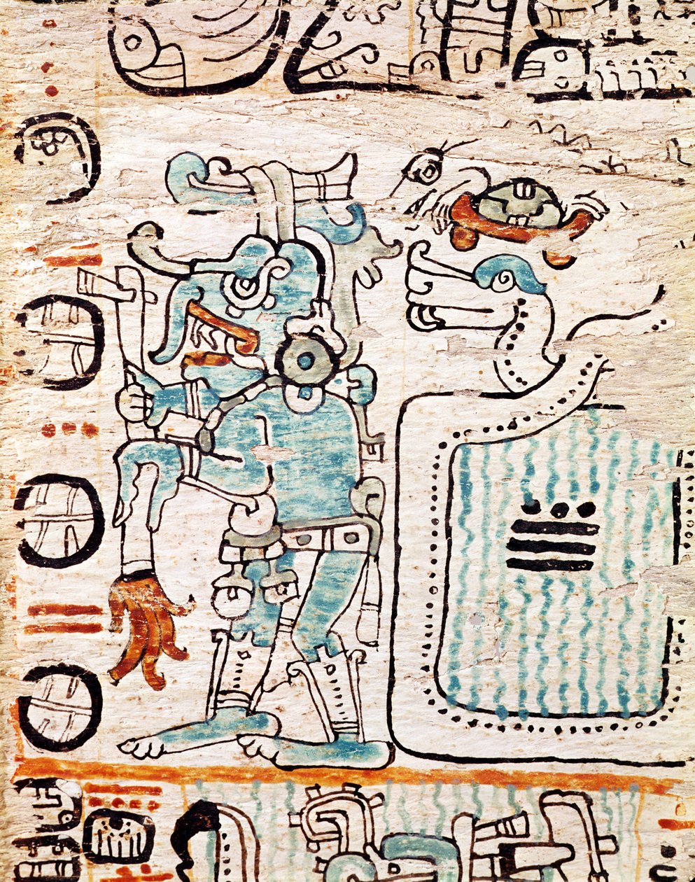 Detalj fra en Maya-kodeks av Pre Columbian