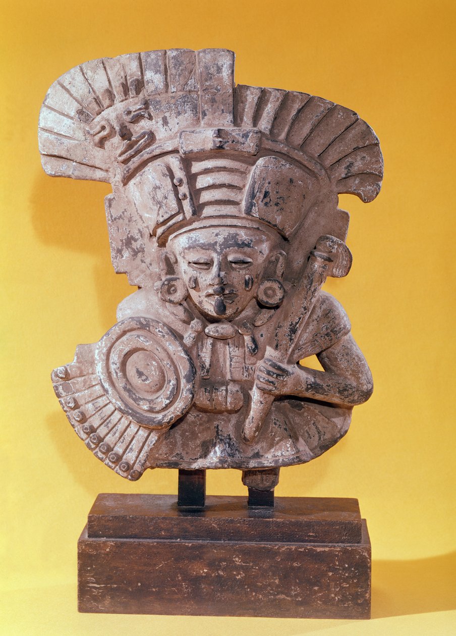 Figur av en kriger i paradedrakt, Zapotec (terrakotta) av Pre-Columbian