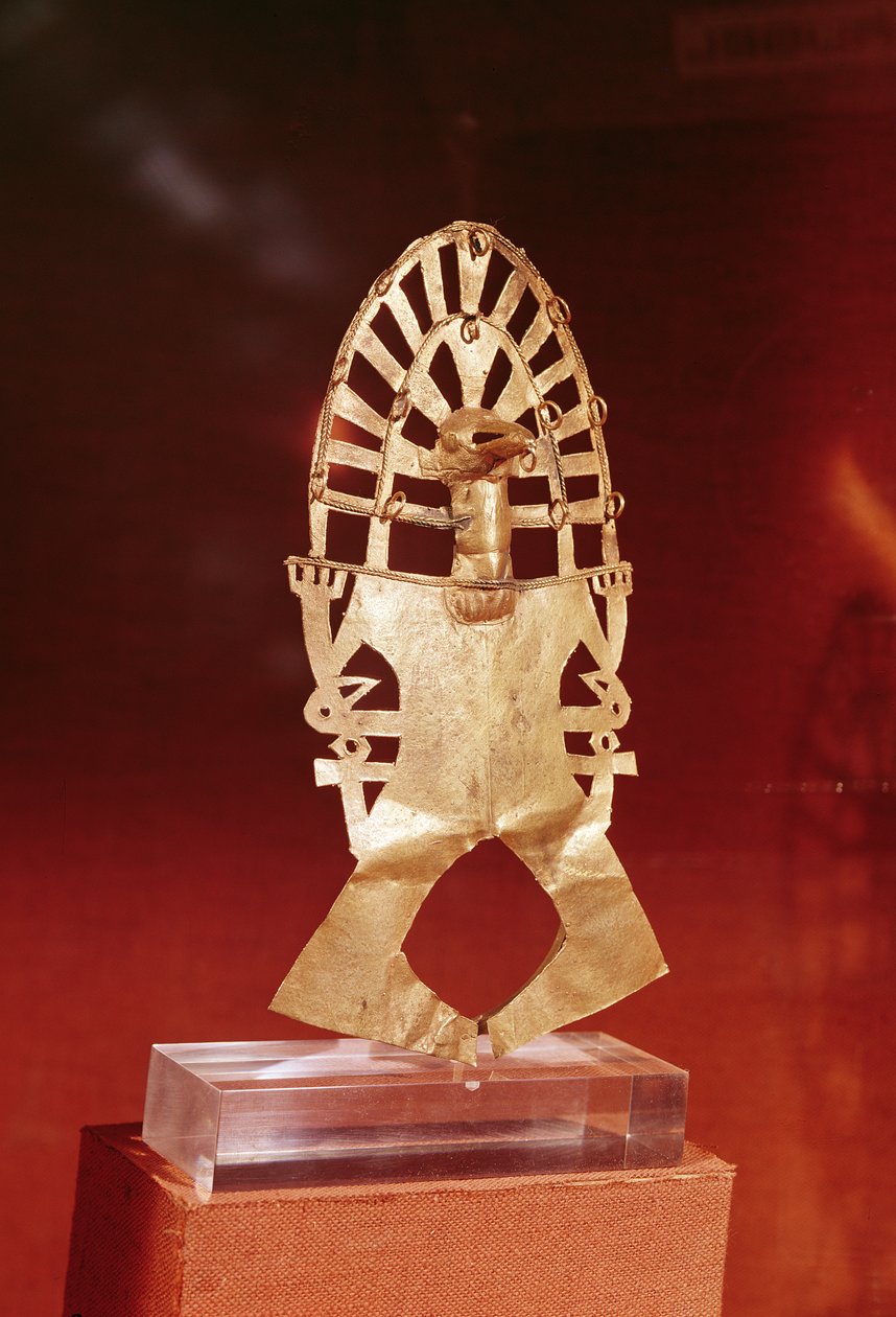 Pectoral, Muisca Culture, 1100-1500 (gull) av Pre Columbian