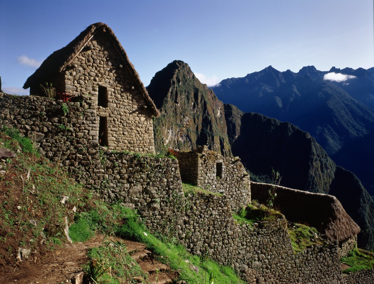 Terrassebygninger i Inca-citadellet, bygget på 1400-tallet av Pre Columbian