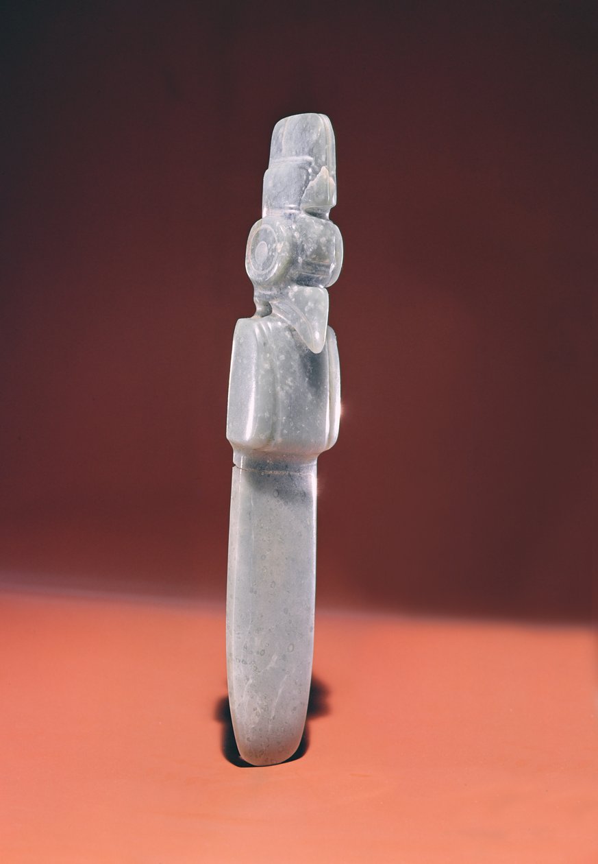 Fuglekelt med spiss, fra Guacimo, Linea Vieja-området (gjennomskinnelig blågrønn jade) av Pre Columbian