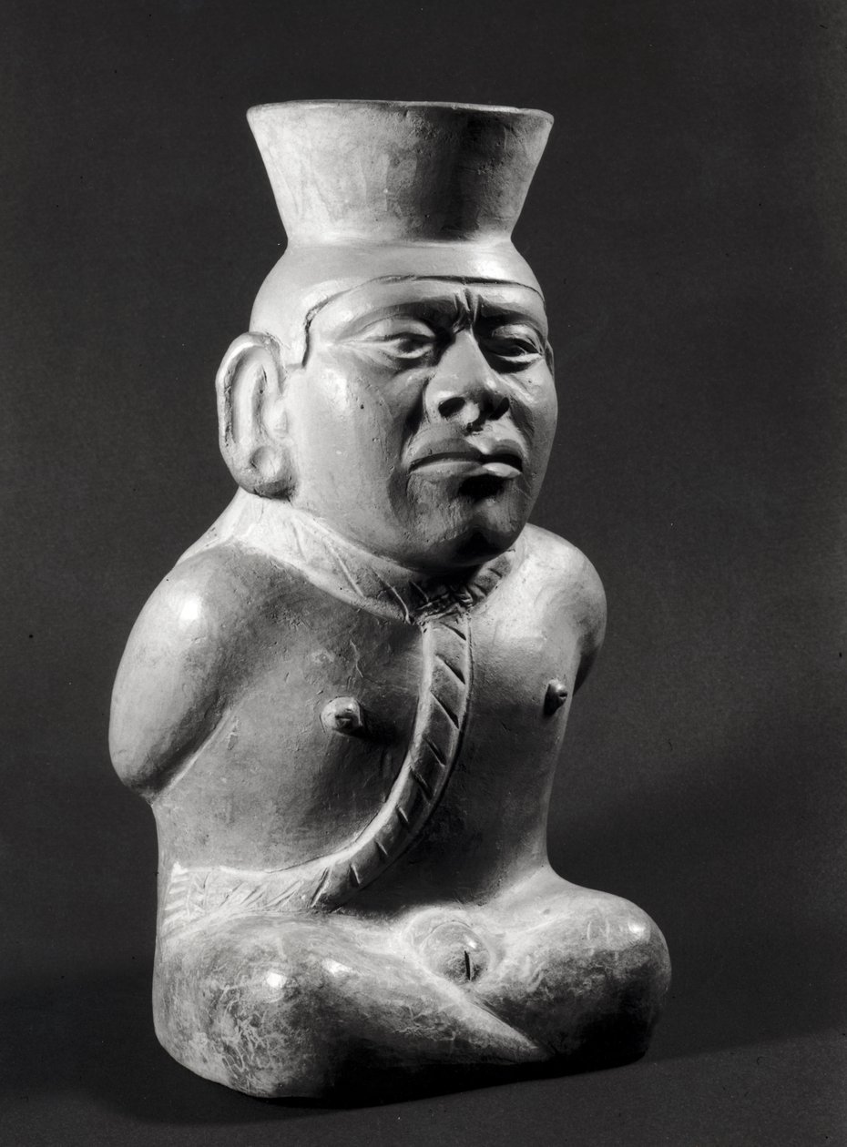 Gryte i form av en fange, Mochica (200-800 e.Kr.) (terrakotta) av Pre Columbian