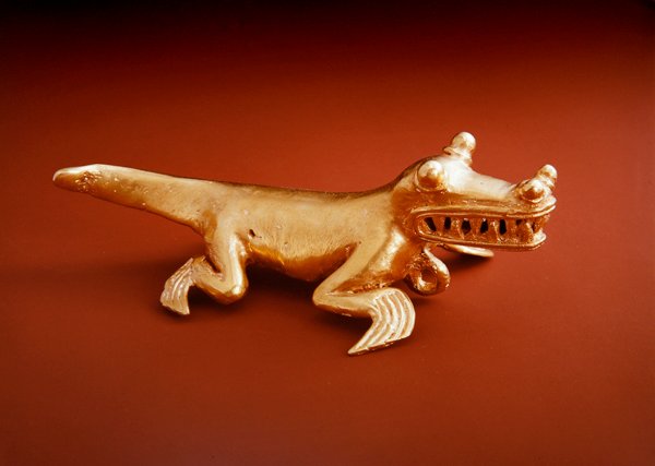 Alligator-anheng, Chiriqui Culture Panama (gull) av Pre Columbian Pre Columbian