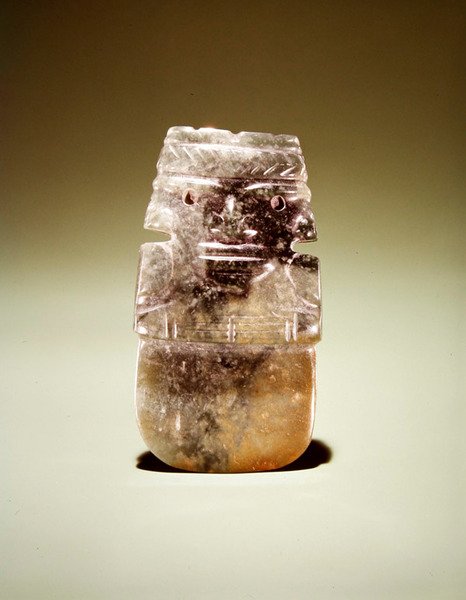 Øksegud med pannebånd, fra Guacimo, Linea Vieja-området (gjennomskinnelig spraglete jade) av Pre Columbian Pre Columbian