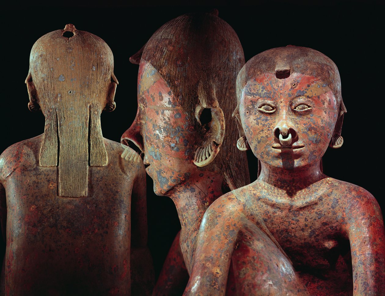 Detaljer om sittende figur, Chinesco Culture, (keramikk) av Pre Columbian Pre Columbian