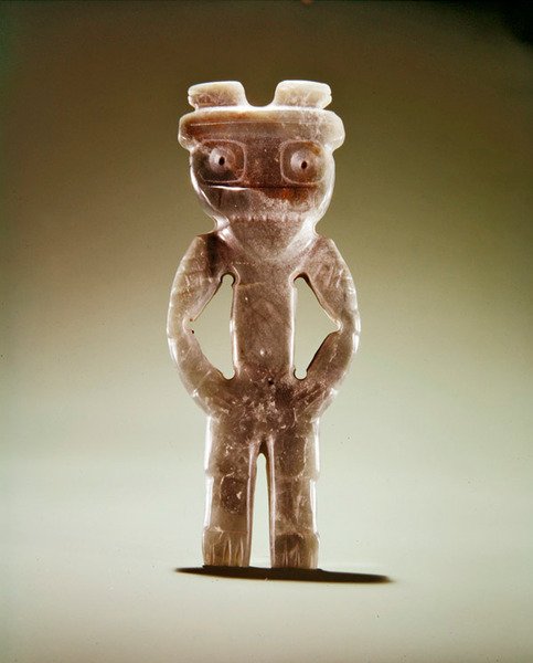 Figuranheng, fra Guacimo, Linea Vieja-området (gjennomskinnelig finåret sjøgrønn jade) av Pre Columbian Pre Columbian