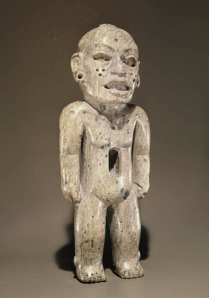 Statuett som representerer en stående menneskelig figur, Teotihuacan Style, fra Puebla, Mexico (jade) av Pre Columbian Pre Columbian