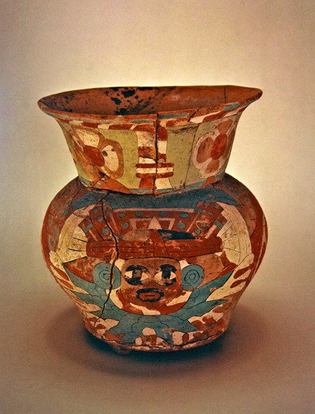 Dekorert vase, Teotihuacan Culture (keramikk) av Pre Columbian Pre Columbian