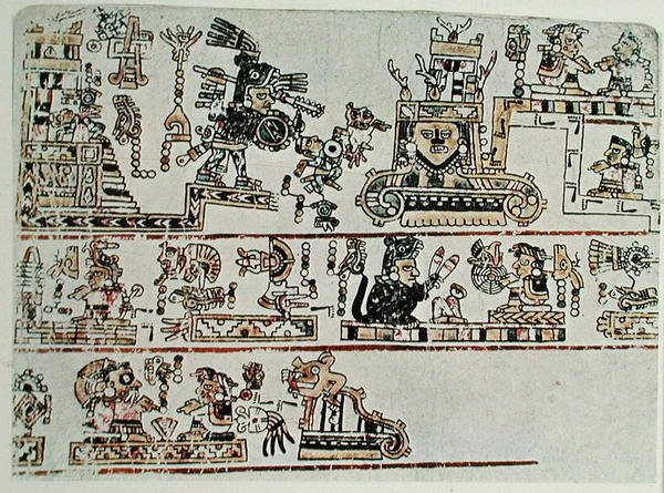 Faksimilekopi av Codex Bodley, detalj, ca. 1521 (vellum) av Pre Columbian Pre Columbian