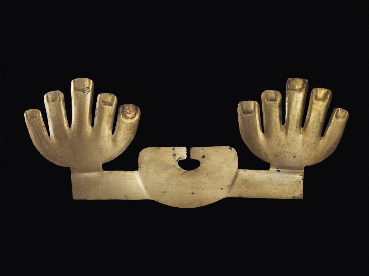 Nesepynt med hender, muligens Moche av Pre Columbian Pre Columbian