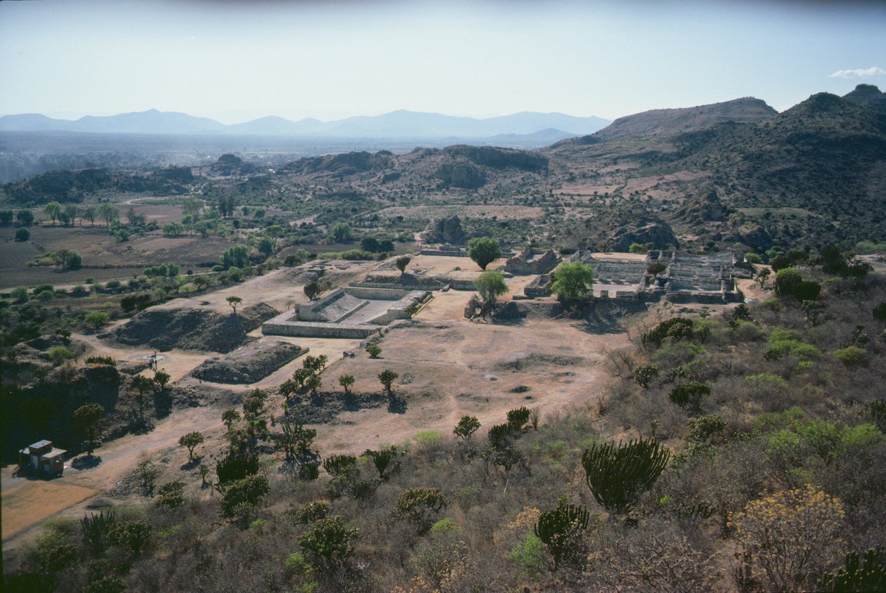 Luftfoto av byen, sen post-klassisk periode av Pre Columbian
