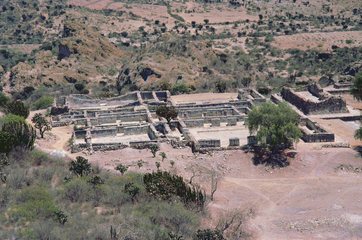 Luftfoto av byen, sen post-klassisk periode av Pre Columbian