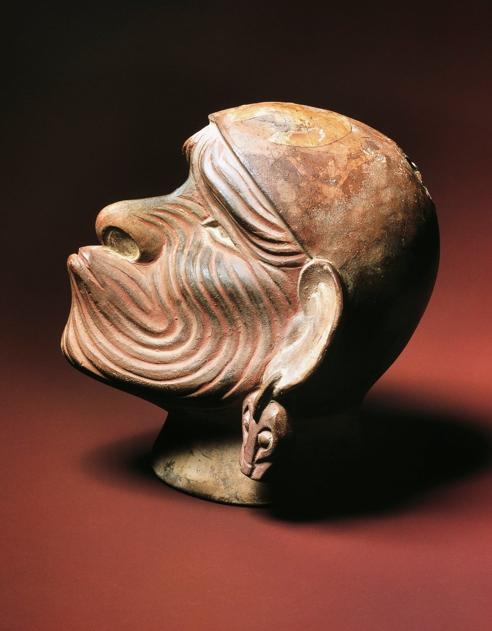 Maskulint hode fra Trujillo, Moche-kultur, pre-columbiansk sivilisasjon, 4-900-tallet (bilde) av Pre Columbian Pre Columbian