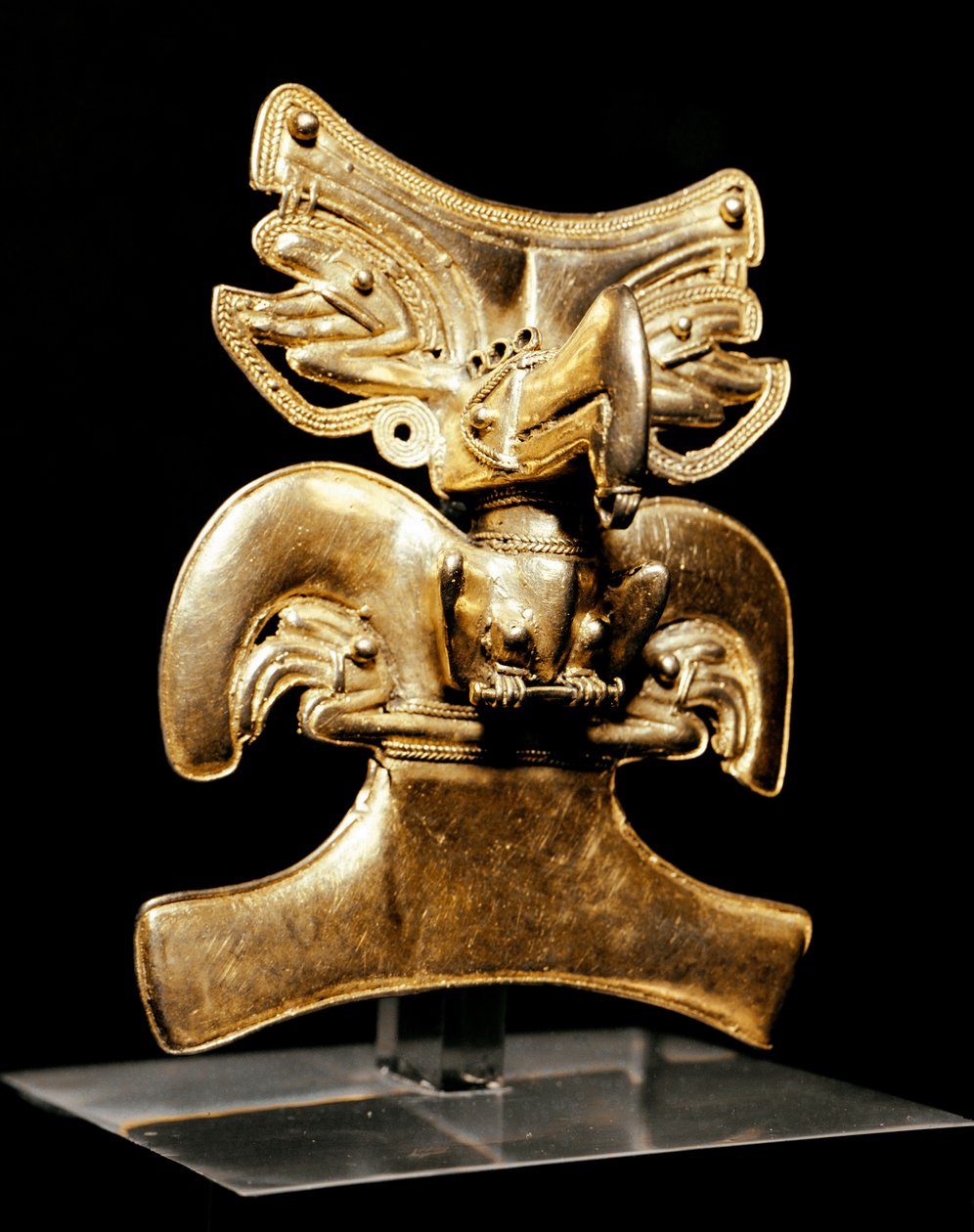 Precolombiansk kunst, Tairona-sivilisasjonen: fugleformet anheng i gull. 10-16 e.Kr. Bogota, Museo de oro av Pre Columbian Pre Columbian