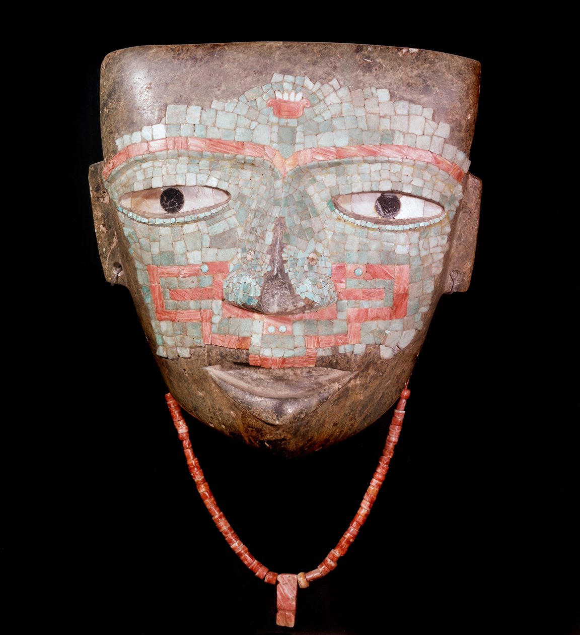Før colombiansk kunst: begravelsesmaske fra sivilisasjonen Teotihuacan III (300–650 e.Kr.) Mexico. Mexico City. Nasjonalmuseet for antropologi av Pre Columbian Pre Columbian