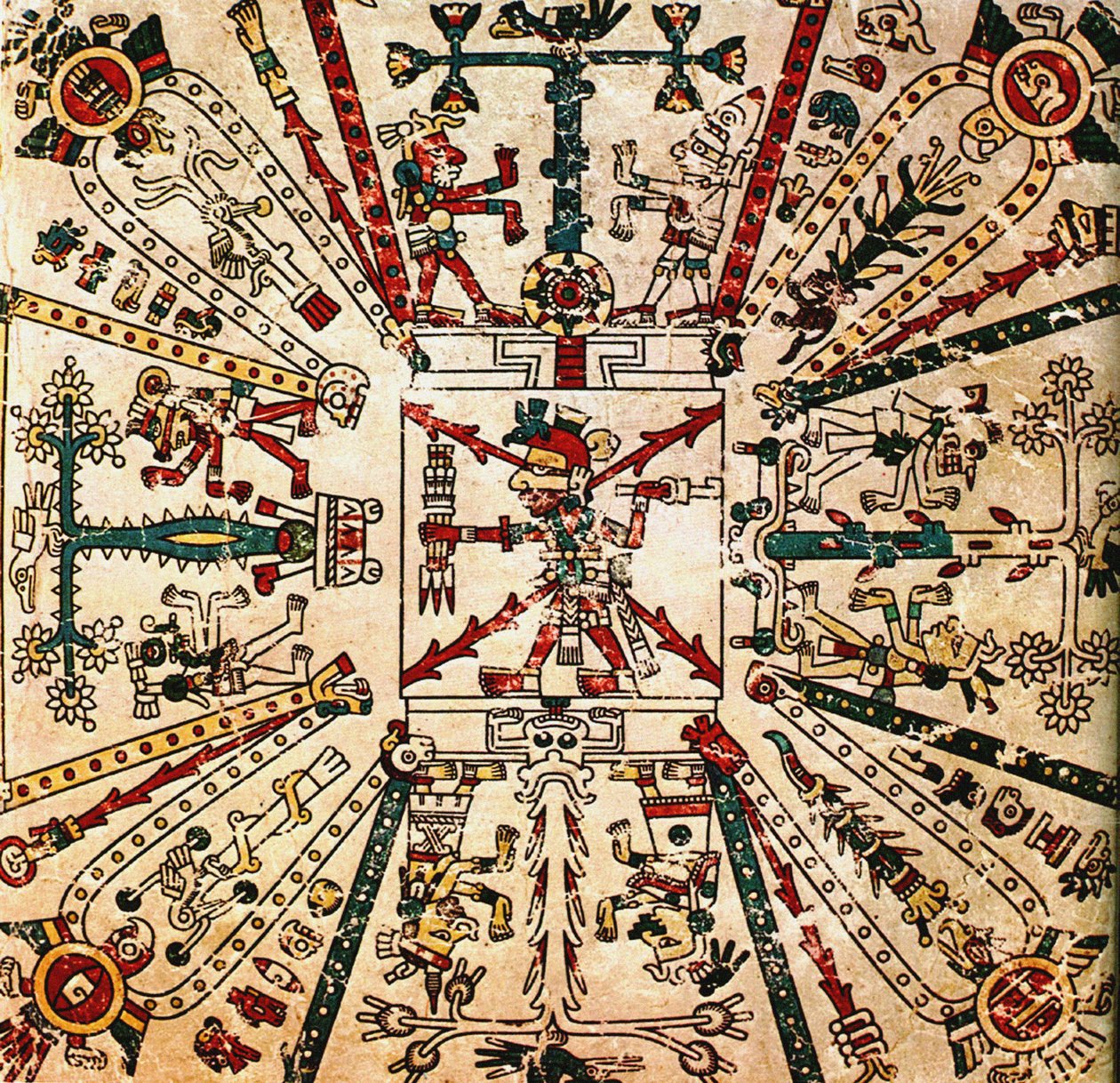 Aztekisk gud Xiuhtecuhtli. Codex Fejérváry-Mayer, 1400-tallet av Pre Columbian art