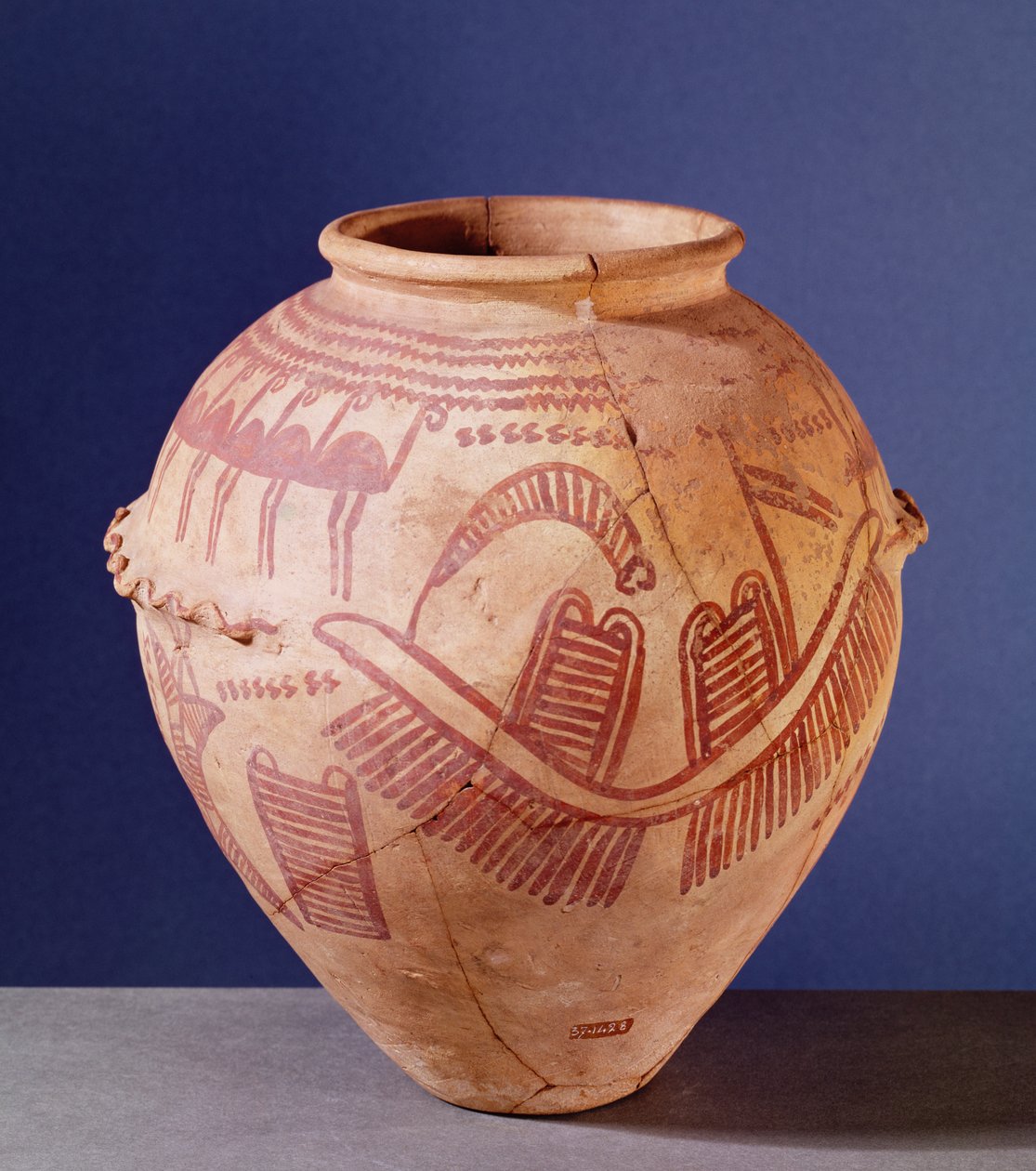 Vase som viser to helligdommer på en lekter, ca. 3500 f.Kr. (keramikk) av Predynastic Period Egyptian