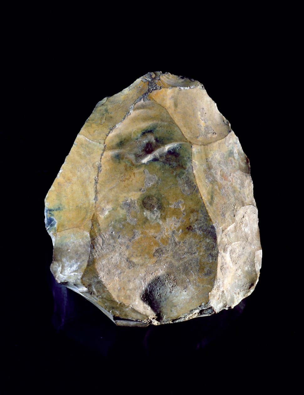 Kjernestein, brukt til å lage verktøy, ca. 250 000 f.Kr. (flint) av Prehistoric