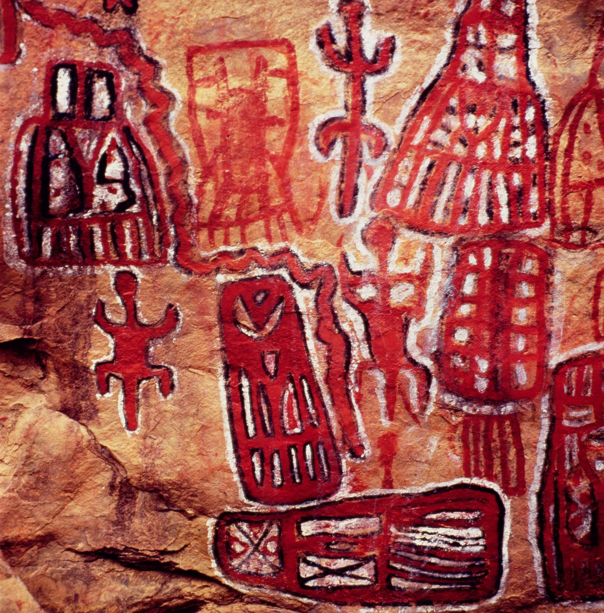 Forhistorisk bergmaleri, fra SonghaiDogon-regionen i Mali (hulemaleri) av Prehistoric