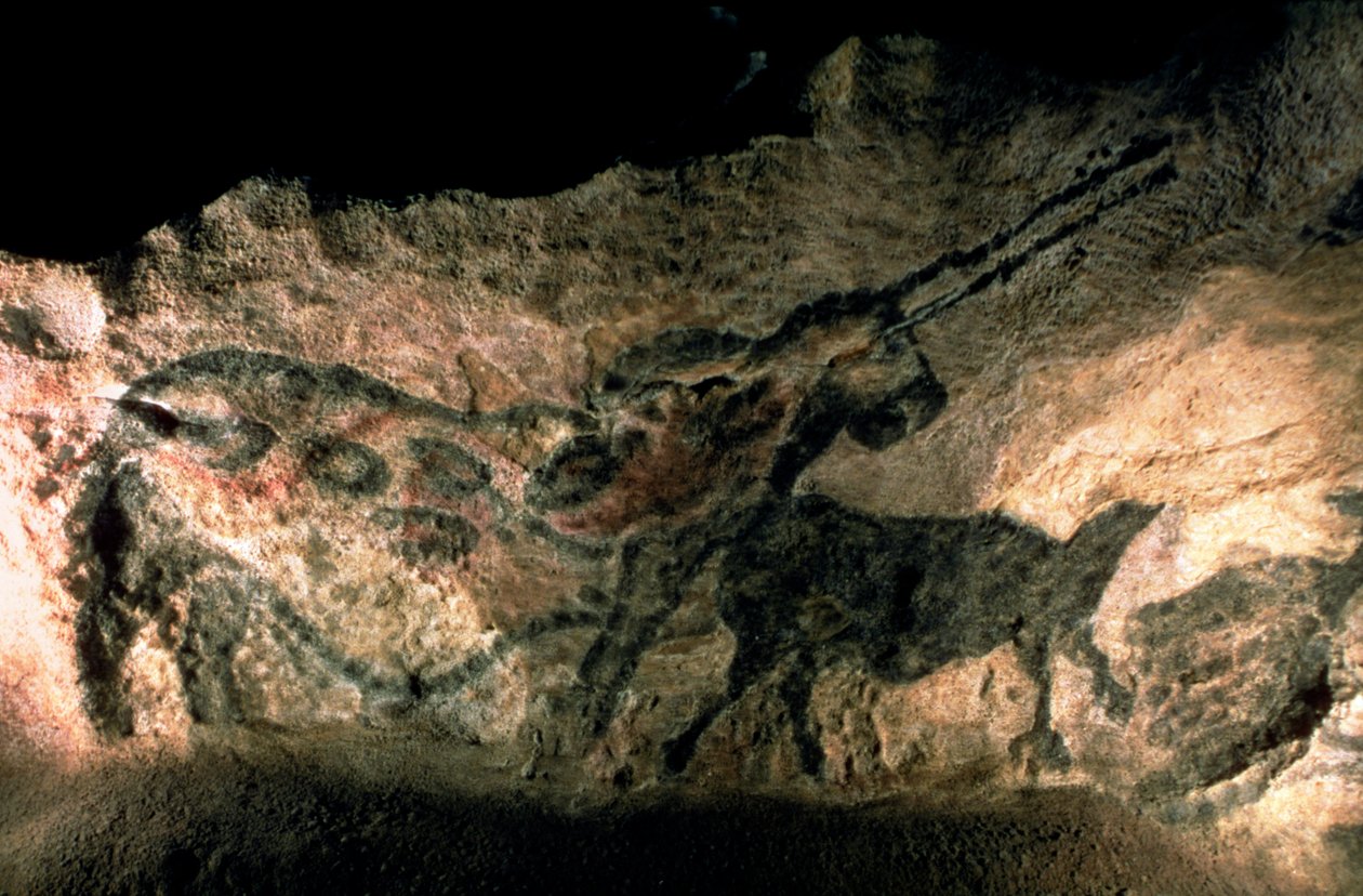 Bergmaleri av et horndyr, ca. 17000 f.Kr. (hulemaleri) av Prehistoric