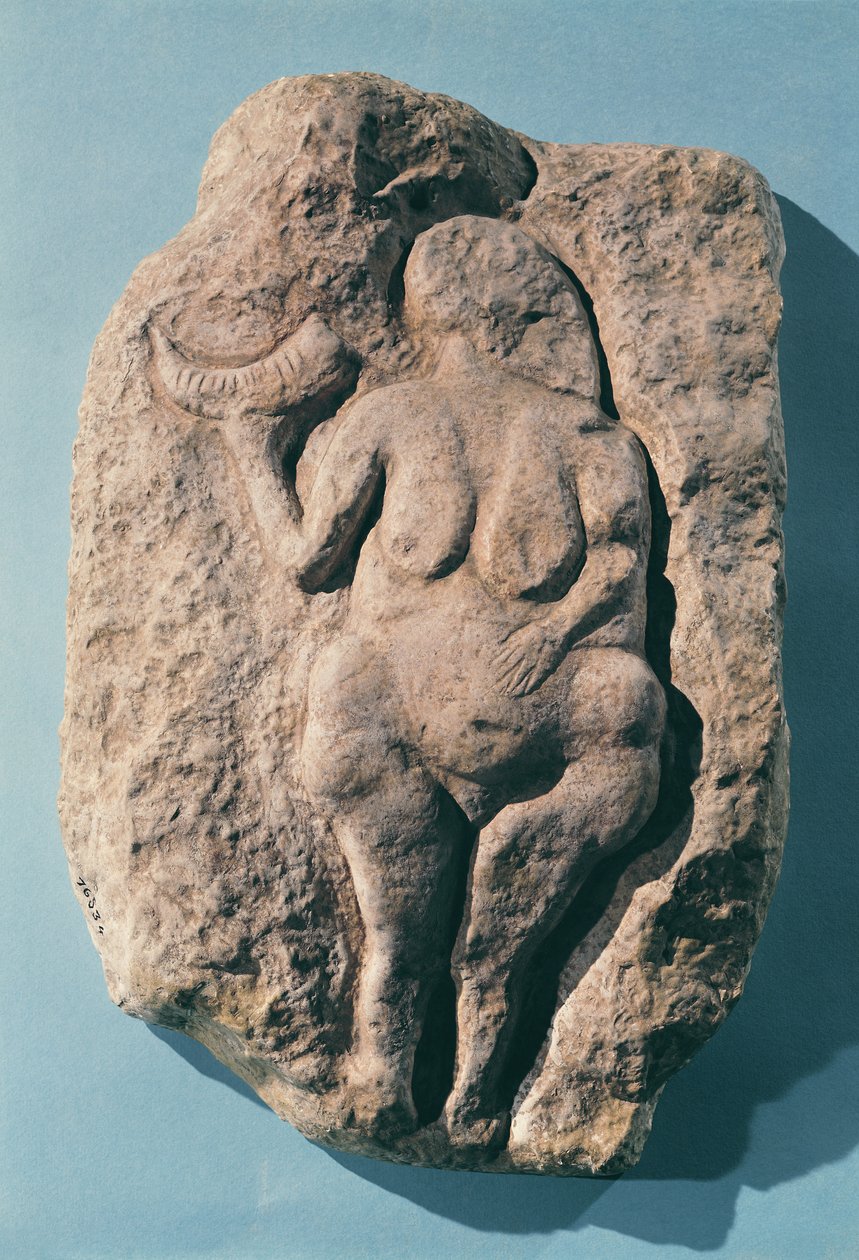 Venus med et horn, fra Laussel i Dordogne av Prehistoric