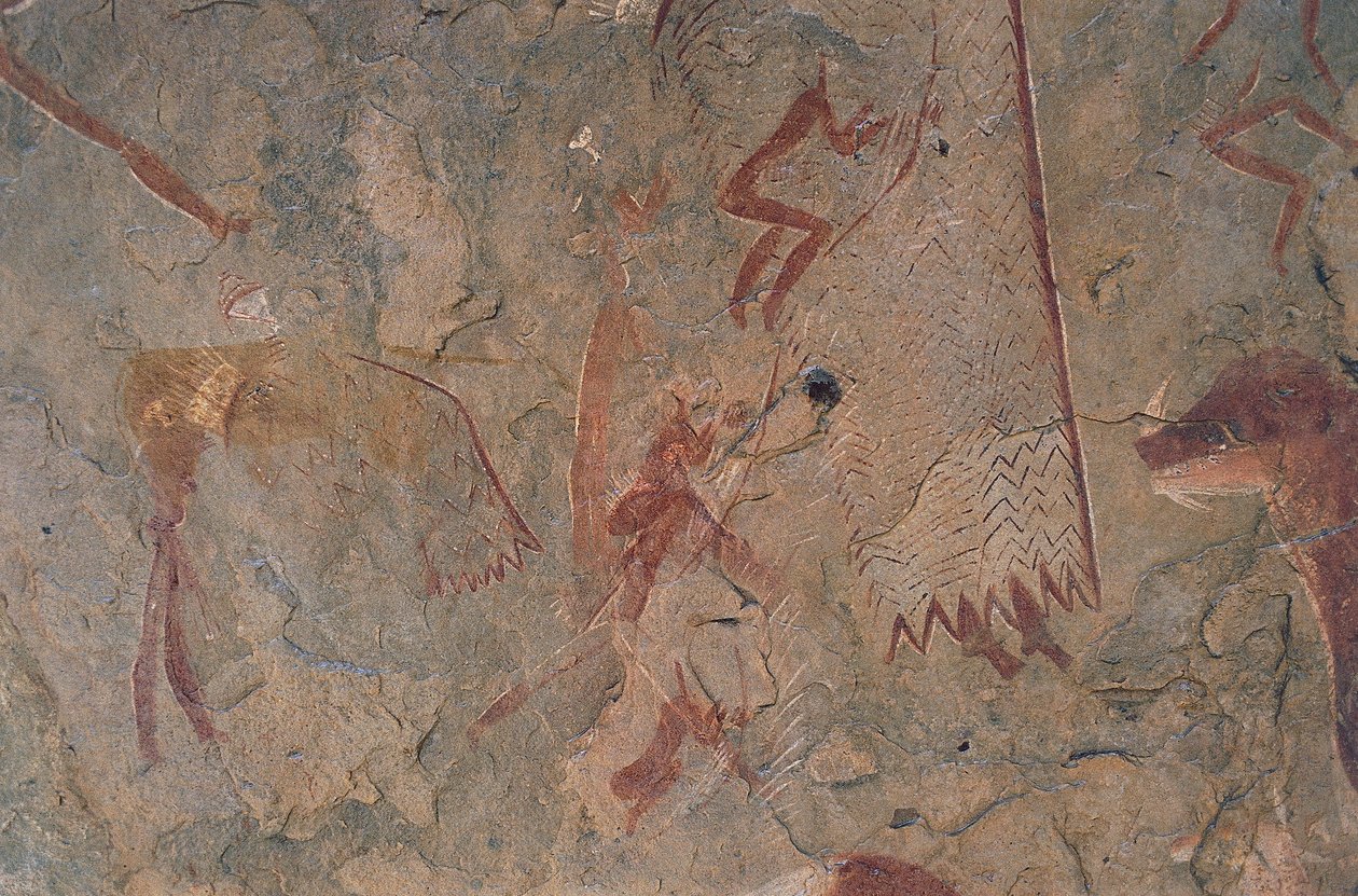 Menneske- og dyrefigurer (hulemaleri) av Prehistoric Prehistoric